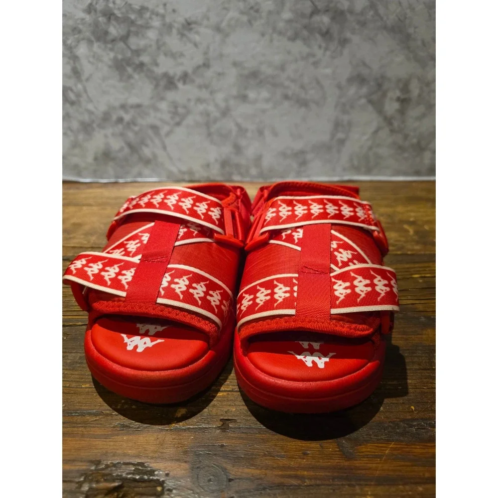 Kappa 222 Banda Mitel 1 Red White Logo Strap Sport Sandals Slides y2.5 - 3